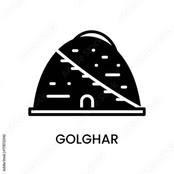 Obraz Golghar, Patna, Bihar, India. minimalist line art icon, historical landmark for web, mobile apps and UI.