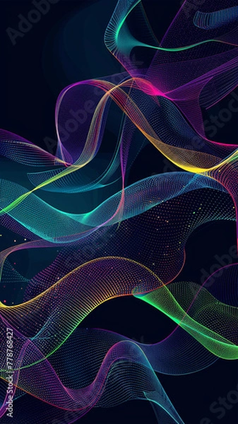 Fototapeta Dynamic Neon Light Network Visualization