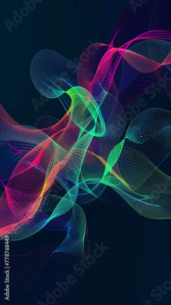 Fototapeta Dynamic Neon Light Network Visualization