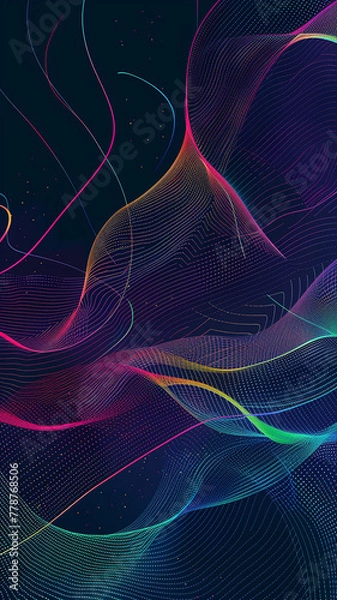 Fototapeta Dynamic Neon Light Network Visualization