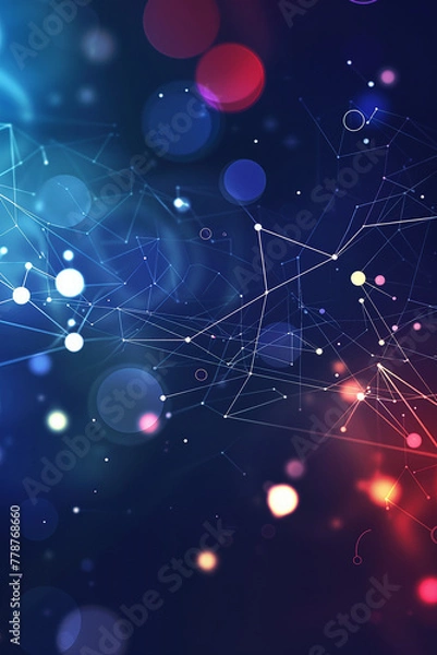 Fototapeta Dynamic Neon Light Network Visualization