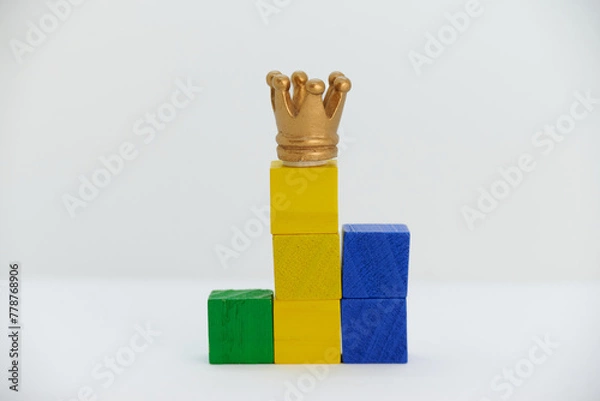 Obraz Wooden building blocks simulating a podium