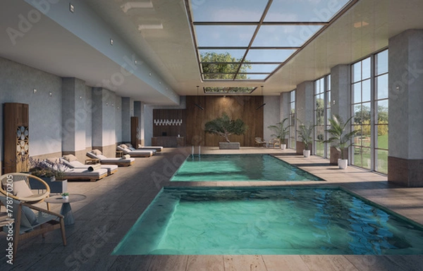 Obraz Swimming pool in modern hotel spa and wellness center