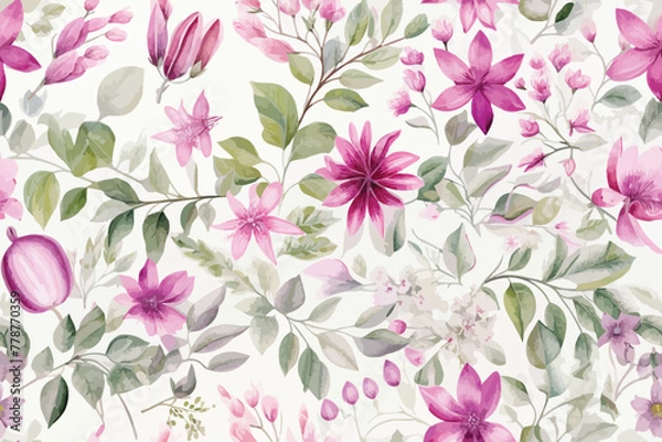 Fototapeta colorful floral seamless pattern with white background. Daisy floral pattern.