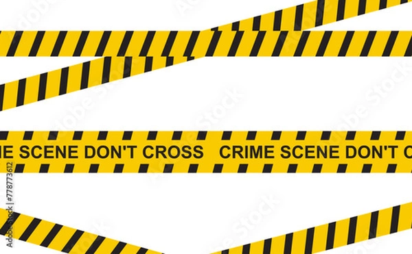 Fototapeta Warning label, police line, warning tape, danger signs on white background. vector file