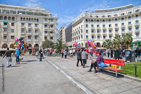 Obraz Греция. Салоники. Площадь Аристотеля в субботу