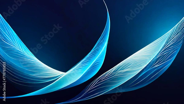 Fototapeta The glowing waves flow smoothly against the dark background