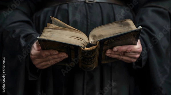 Fototapeta A closeup of hands holding an open book