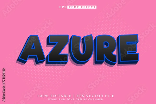 Fototapeta Azure editable text effect blue mock up