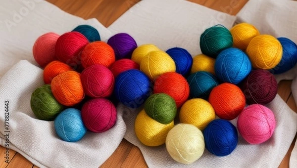 Fototapeta  wool Colorful spools of thread 
