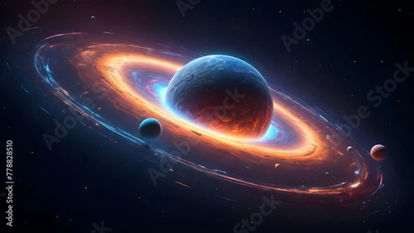 Fototapeta The Galactic system of a planet in space with lots of planets