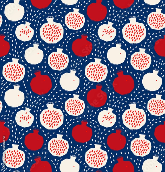 Fototapeta Seamless decorative colorful pattern with pomegranates