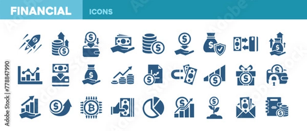 Obraz Vector illustration set of financial, business icons