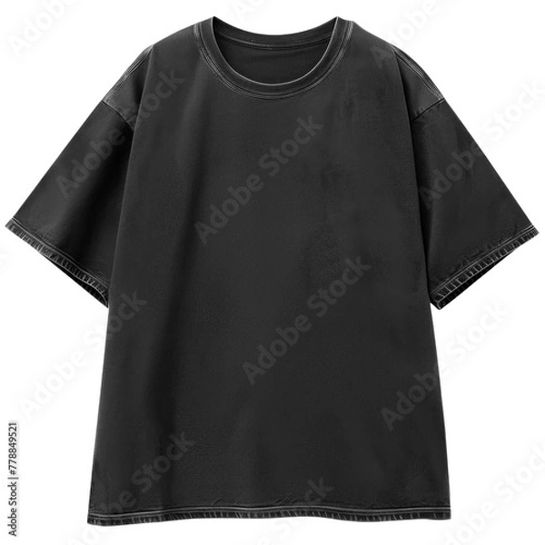Fototapeta PNG Oversized Stonewashed Black Blank T-shirt Mockup With Transparent Background