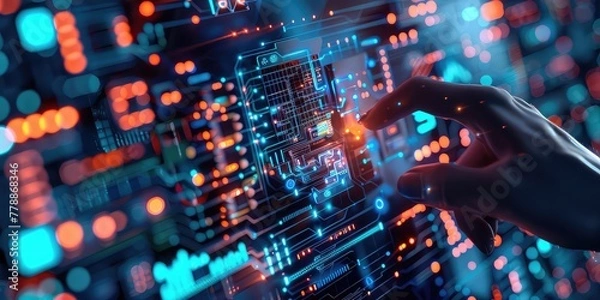 Fototapeta Intelligent Applications in Action ,intelligent automation of companies, which gives Using artificial intelligence and machine learning
