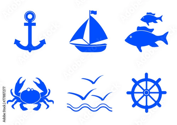 Obraz Icones mer - bleu