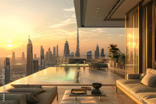 Obraz dubai skyline infinity pool appartment property for sale 2030 