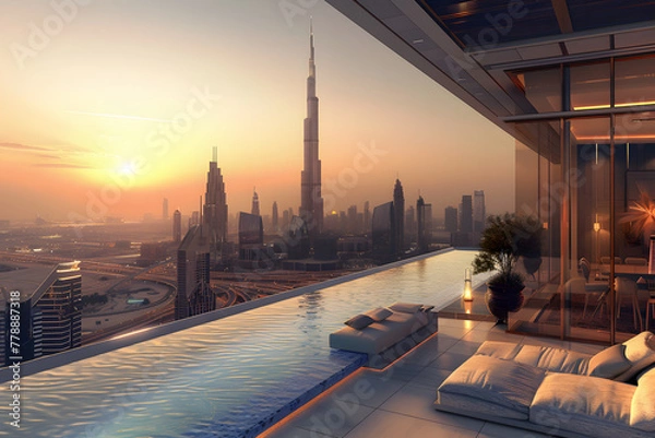 Obraz dubai skyline infinity pool appartment property for sale 2030 