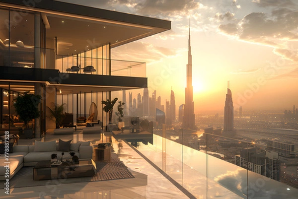 Obraz dubai skyline infinity pool appartment property for sale 2030 
