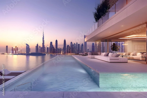Obraz dubai skyline infinity pool appartment property for sale 2030 