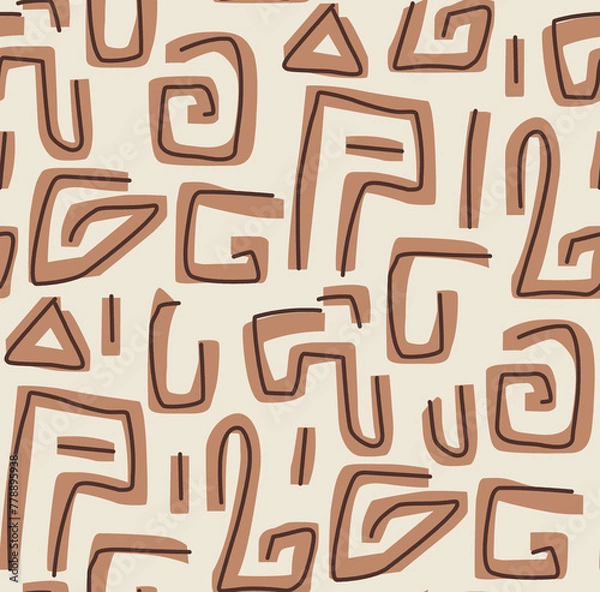 Obraz Seamless pattern. Abstract background brush strokes. Monochrome design.