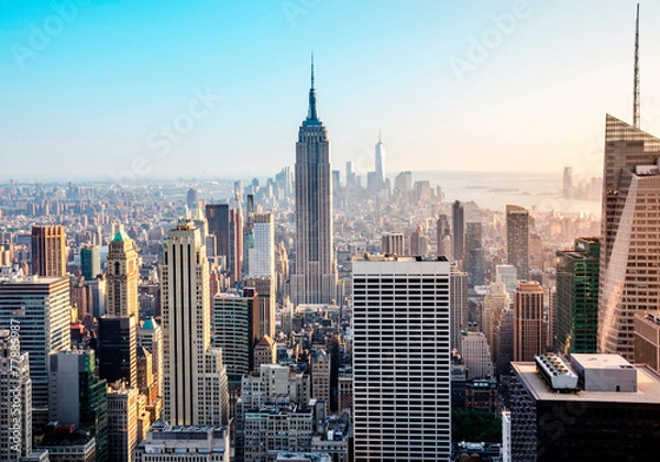 Obraz Nowy Jork. Widok na Manhattan. Zachód słońca w Top of the Rock.