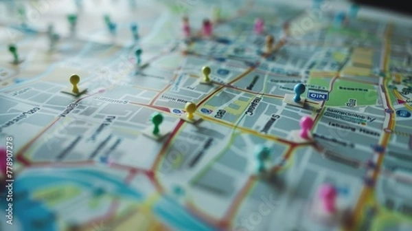 Fototapeta Market segmentation map on screen, crisp details, close view, strategic planning hyper realistic