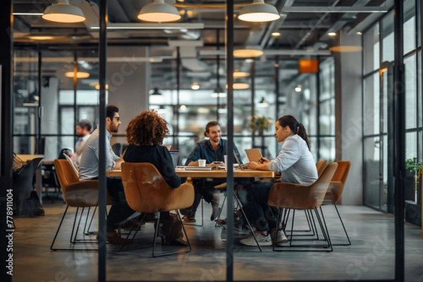 Obraz Professional Corporate team brainstorming business meeting in a modern office