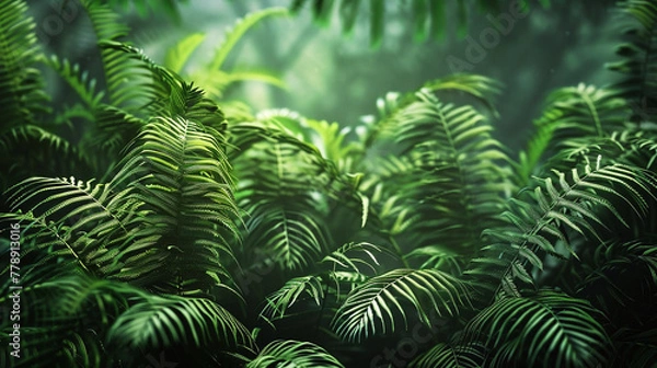 Fototapeta fern leaves in the forest