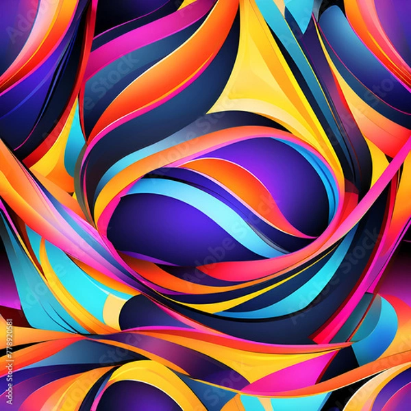 Fototapeta Abstract background with curvy shapes and vibrant pop art colored