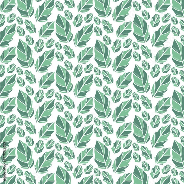 Obraz Seamless flowewrs and leaves pattern. Vector illustration
