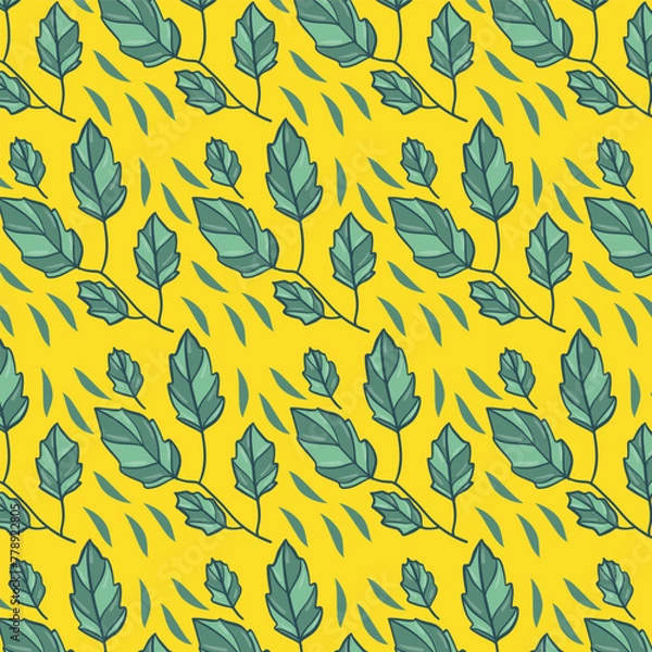 Obraz Seamless flowewrs and leaves pattern. Vector illustration