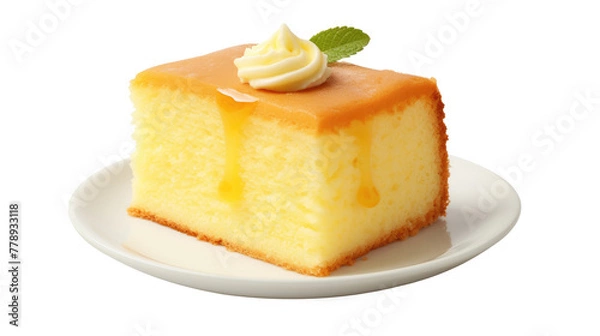 Fototapeta Fresh raw organic butter cake bakery on white isolated on clear png background and transparent background. Bakery and pastry concept for cafe and restaurent, AI generative.	

