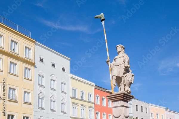 Obraz Dietmar the Anhanger as a statue on the fountain in Ried, Austria.