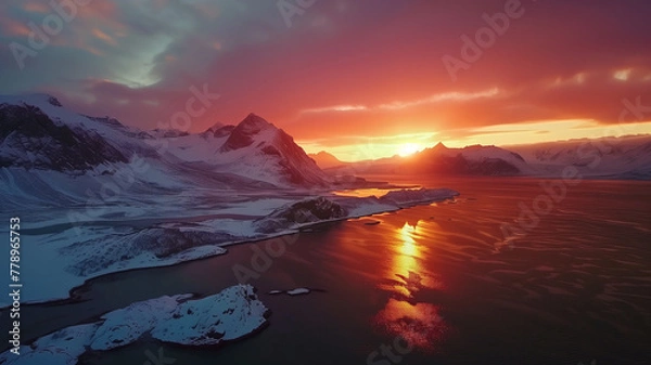 Obraz Sunset over the Iceland Seashore
