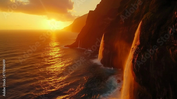 Obraz Sunset over the Madeira Seashore