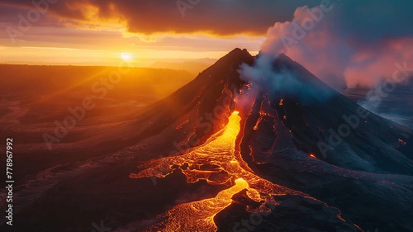 Obraz Sunset over the Volcano