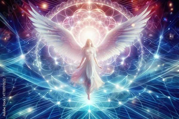 Fototapeta Fractal abstraction in a fantasy style, in soft colors depicting a female figure