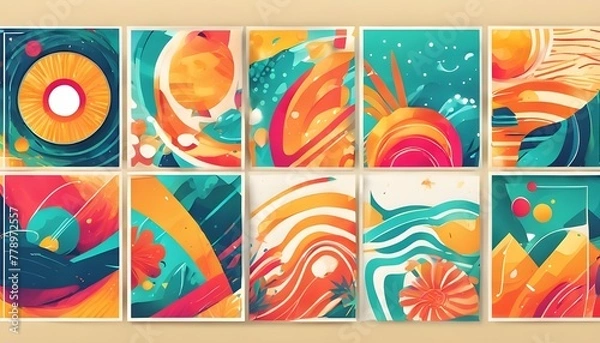 Fototapeta Tropical Vibes: Dynamic Summer Vector Art for Eye-Catching Designs
