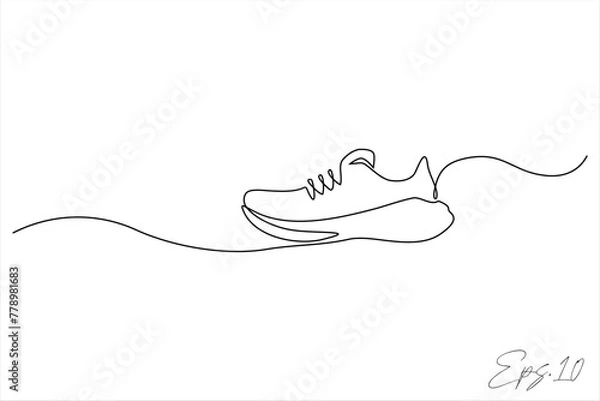 Fototapeta continuous line art drawing of sports shoes