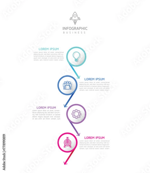 Fototapeta Vector infographic business presentation template connected with 4 options