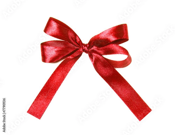 Fototapeta Red fabric ribbon and bow isolated
