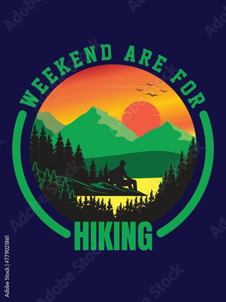 Fototapeta Hiking t shirt design