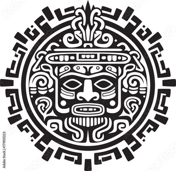 Fototapeta Celebrating Aztec Civilization Antique Drawing Icon Logos Ancient Aztec Drawings Brought to Life Vector Logos