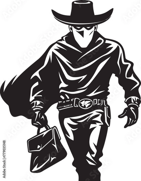 Fototapeta Sheriffs Nightmare Cartoon Cowboy Robber Icon Design Dusty Trail Desperado Cartoon Masked Cowboy Robber Emblem