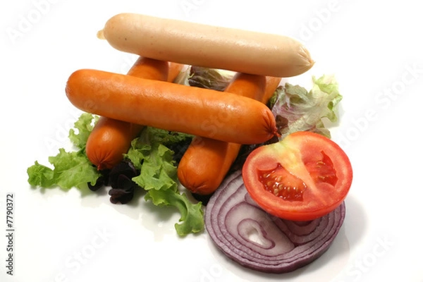 Fototapeta chicken and pork sausages