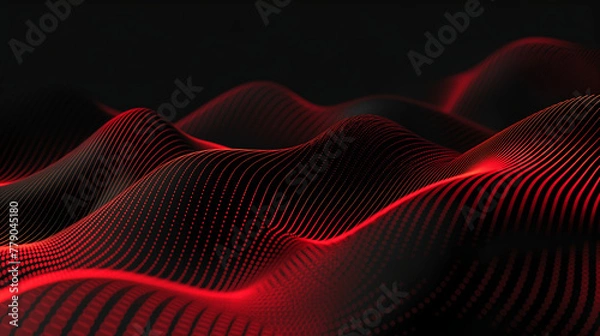 Obraz abstract red wave, graphic black and red background, digital wave, dots 