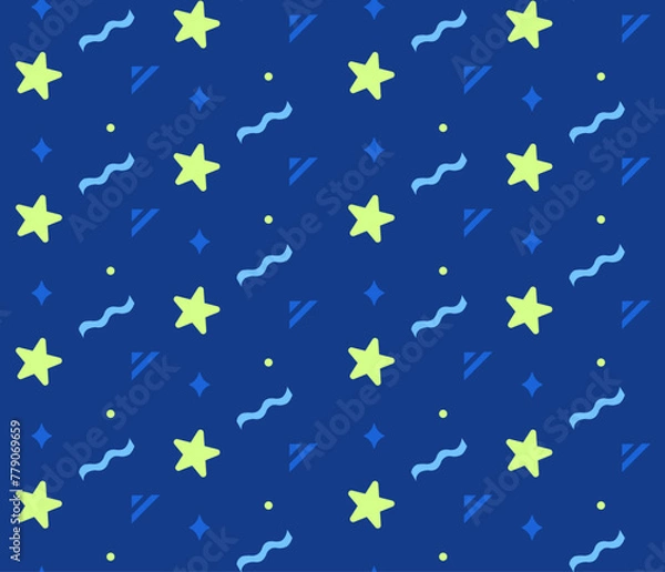 Fototapeta Retro pop patterns. blue background