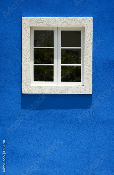 Obraz white window on bright blue