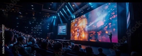 Obraz Keynote speaker delivering a presentation to an attentive audience at a B2B conference